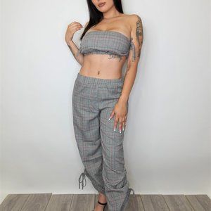 Checked 2 Piece Set Wide Leg Trouser 💥